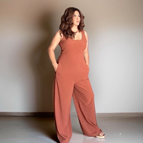 Athleta Pants - NEW Athleta Passenger Jumpsuit WIDE LEG rust brown orange Medium Comfort Romper